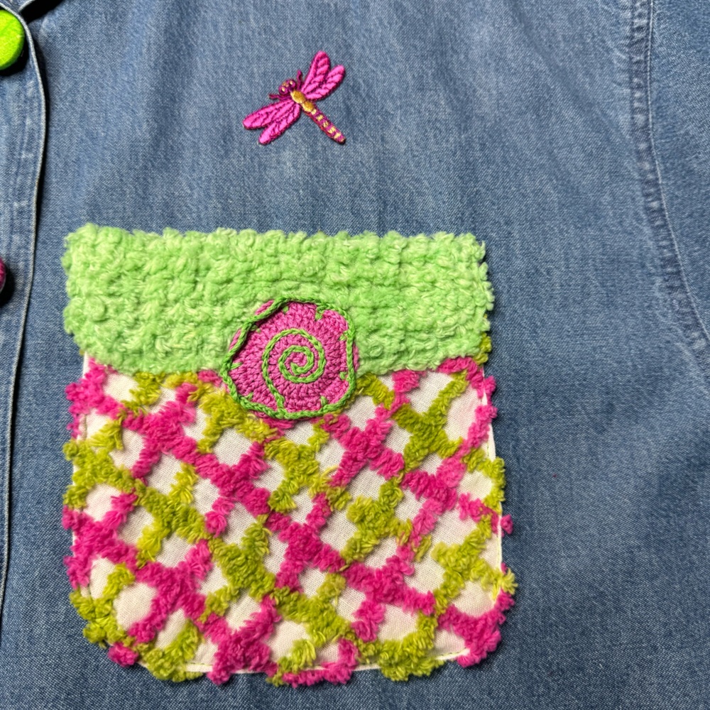 Women Embellished Appliqué Cheniile Embroidery XL Top button covers Butterflies - Picture 9 of 13